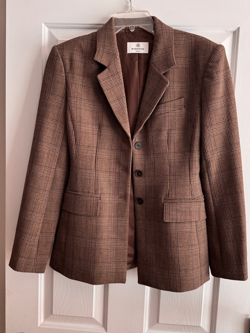 Babaton Brown Plaid Single-Breasted Blazer